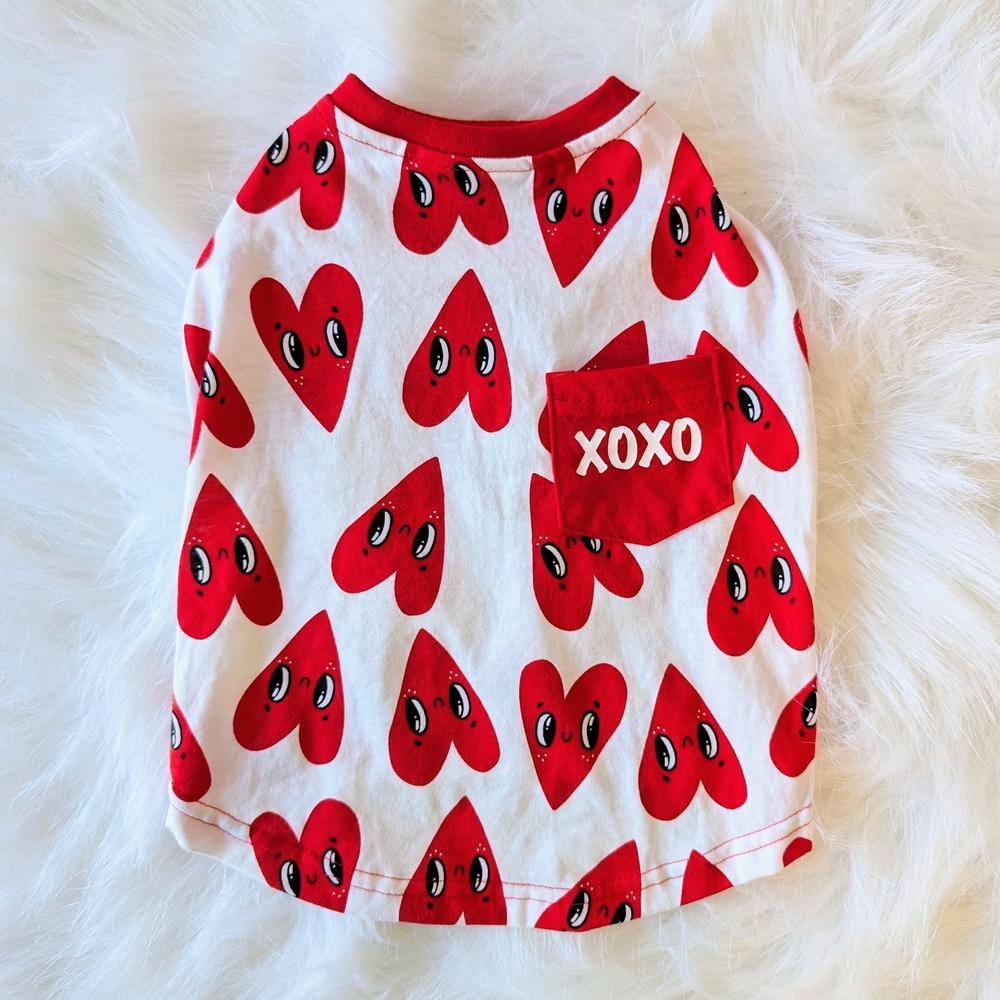Red Heart XOXO Dog T-Shirt Small Medium